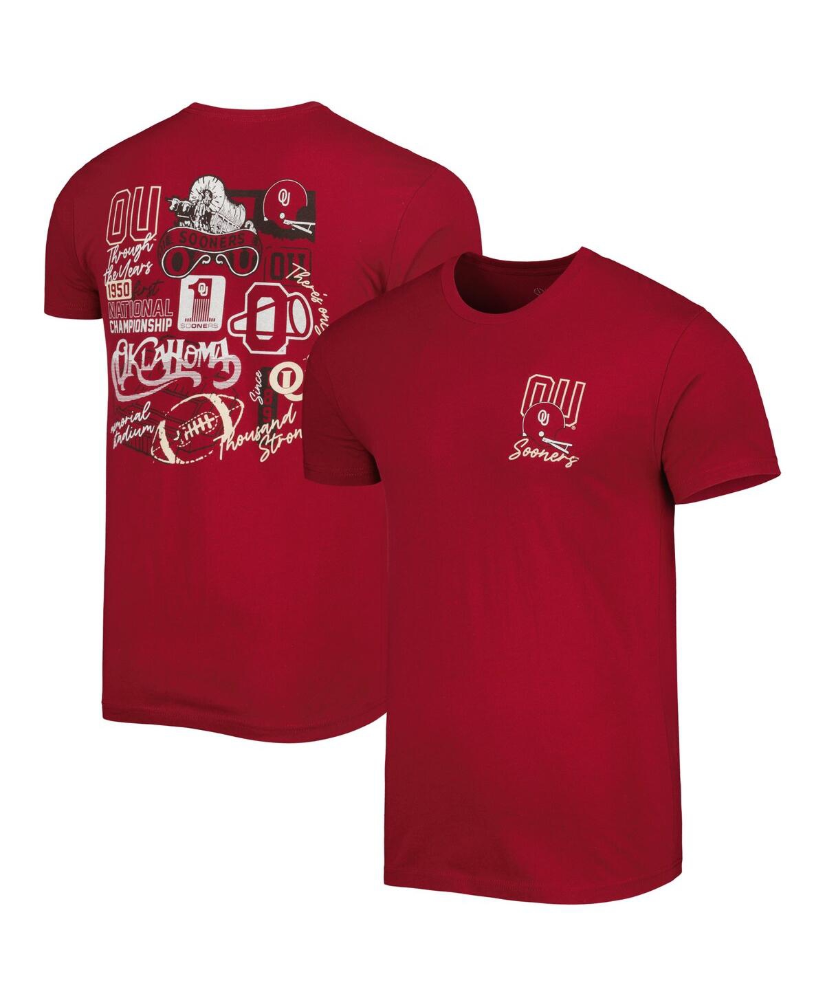 Men's Crimson Oklahoma Sooners Vintage-Inspired Through the Years Two-Hit T-shirt - Crimson