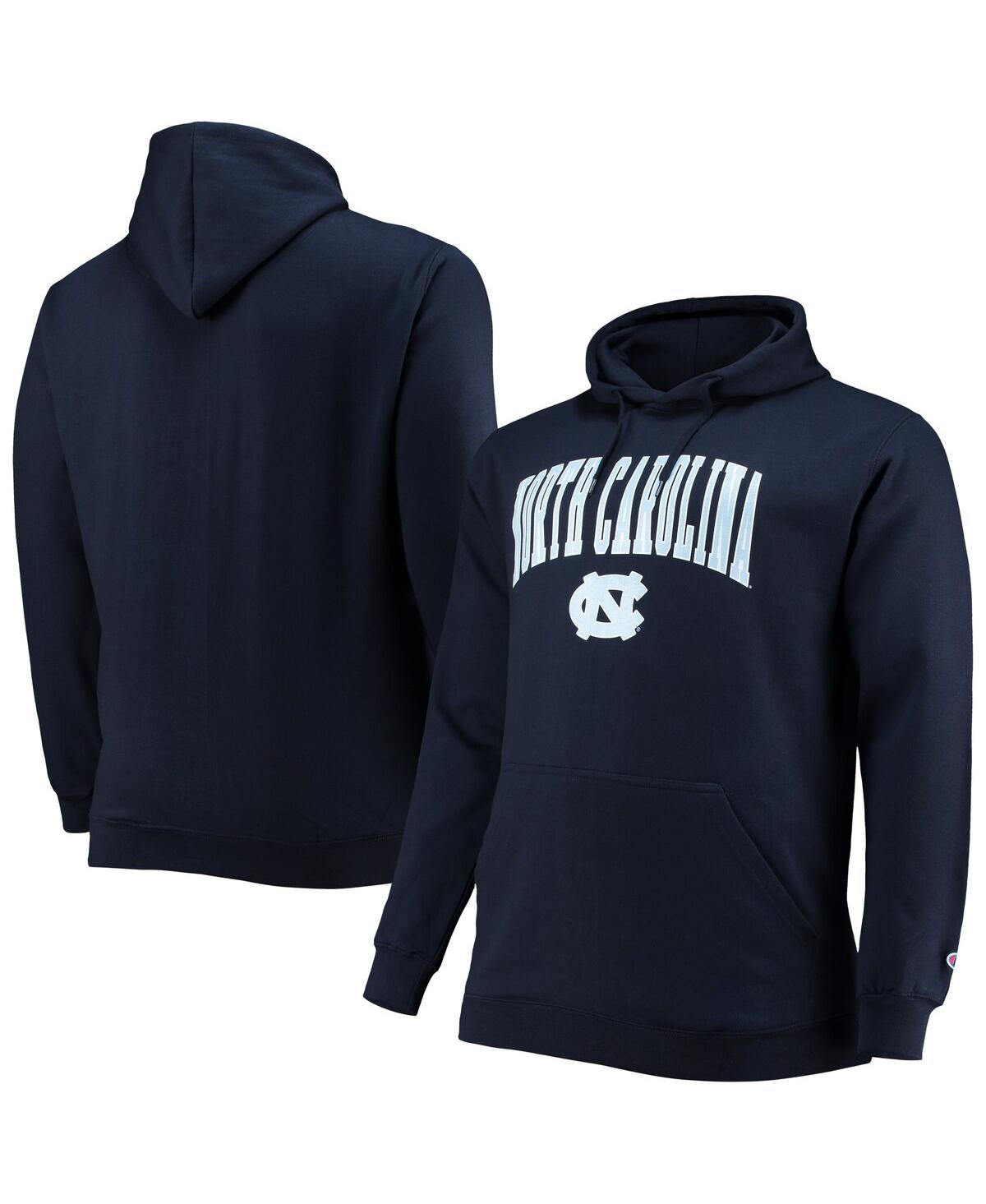 Champion Men's  Navy North Carolina Tar Heels Big And Tall Arch Over Logo Powerblend Pullover Hoodie In Navy
