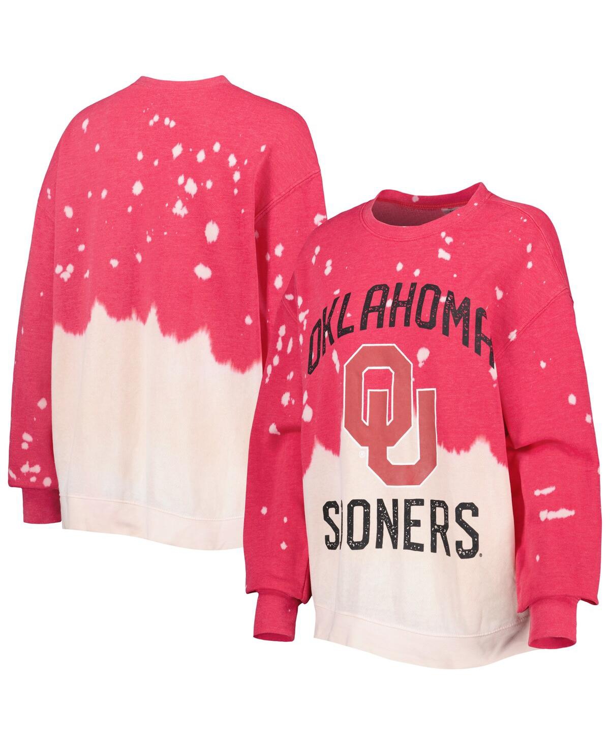 Shop Gameday Couture Women's  Crimson Oklahoma Sooners Twice As Nice Faded Dip-dye Pullover Sweatshirt