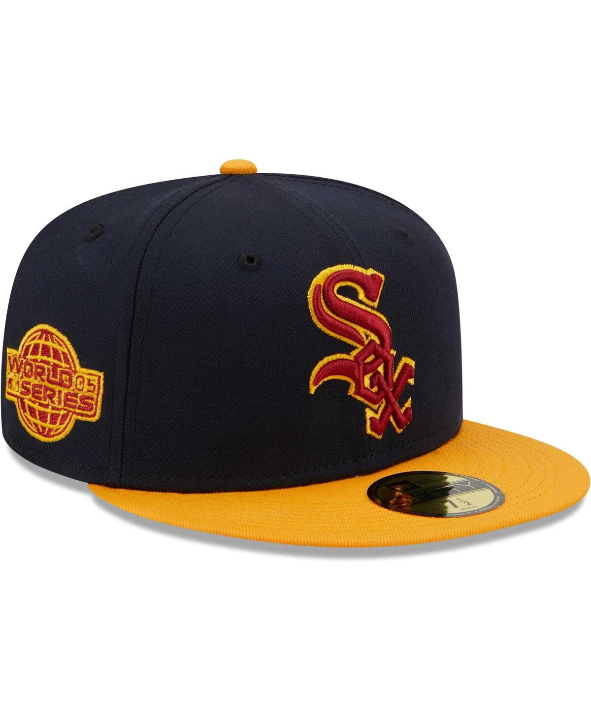 New Era Men's  Navy And Gold Chicago White Sox Primary Logo 59fifty Fitted Hat In Navy,gold