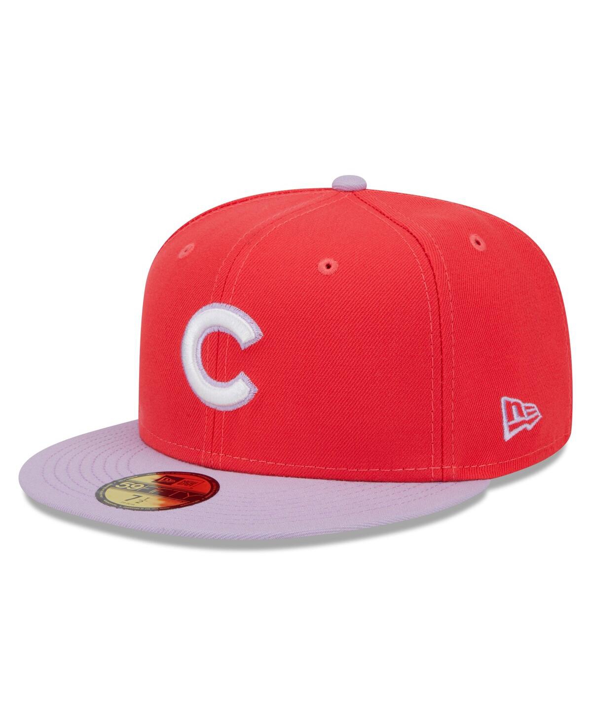NEW ERA MEN'S NEW ERA RED, LAVENDER CHICAGO CUBS SPRING COLOR TWO-TONE 59FIFTY FITTED HAT 