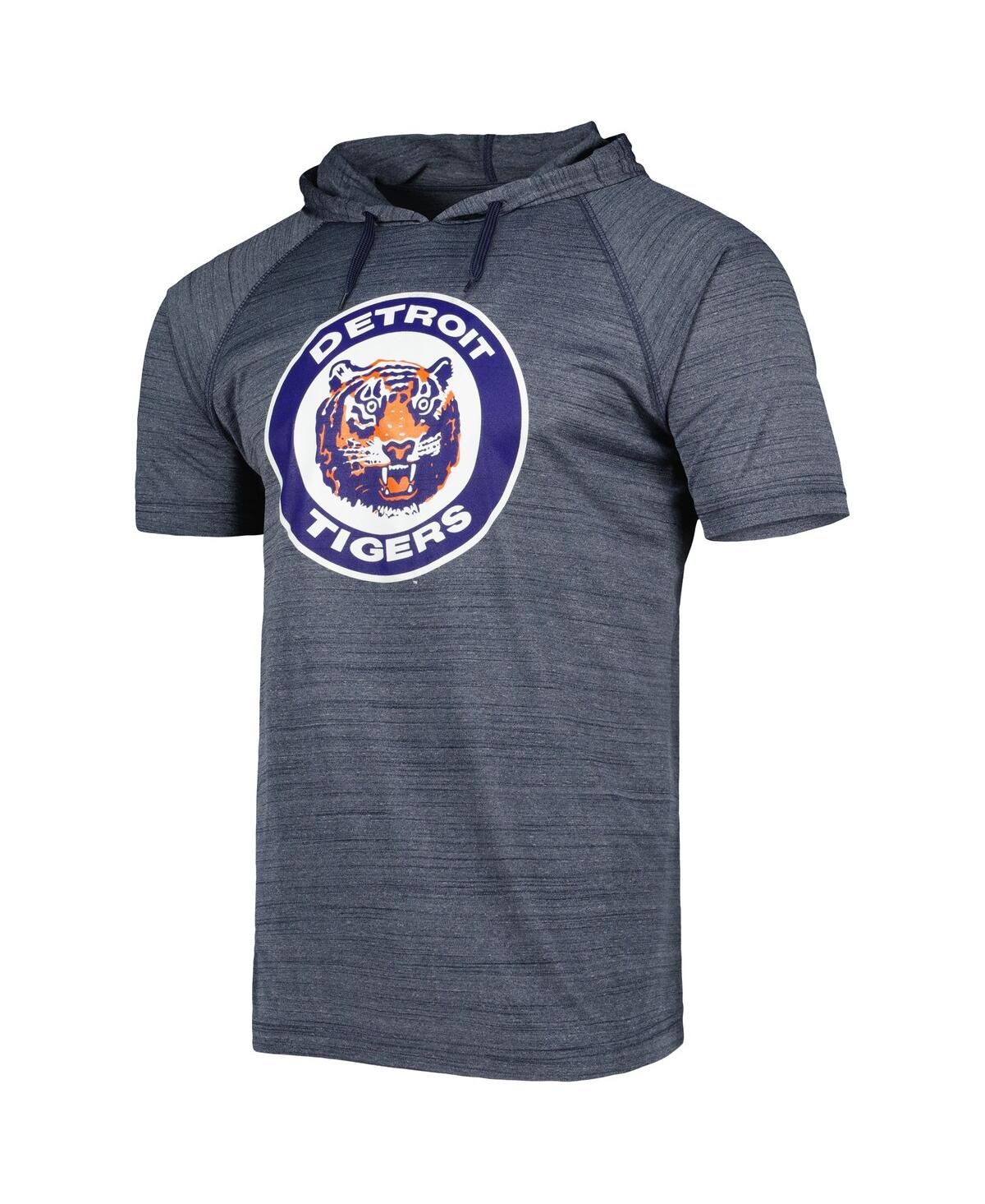 Shop Stitches Men's  Navy Detroit Tigers Space-dye Raglan Hoodie T-shirt