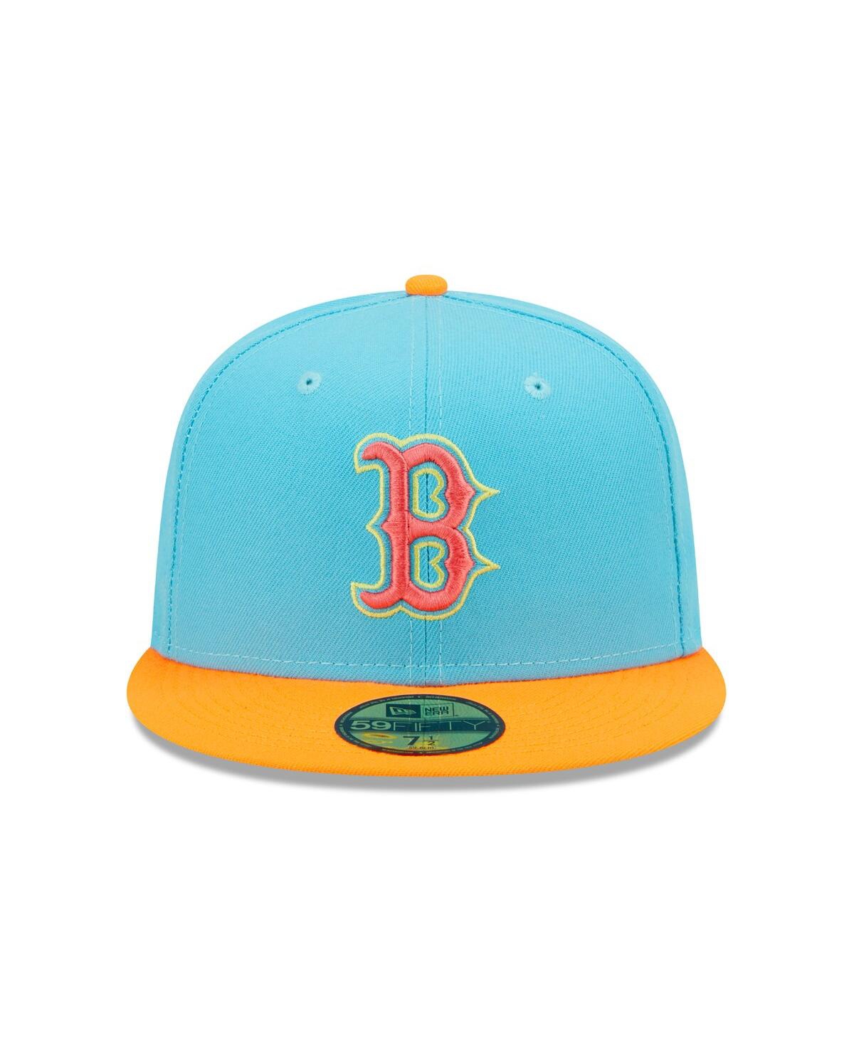 Shop New Era Men's  Blue And Orange Boston Red Sox Vice Highlighter 59fifty Fitted Hat In Blue,orange