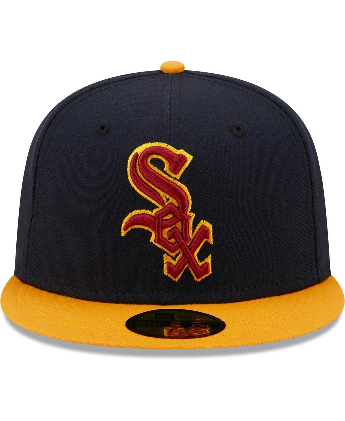 New Era Men's  Navy And Gold Chicago White Sox Primary Logo 59fifty Fitted Hat In Navy,gold