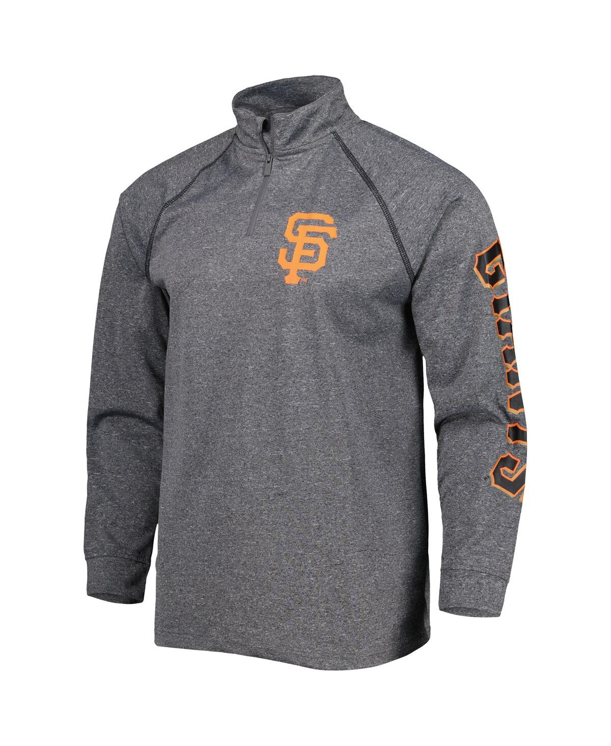 Shop Stitches Men's  Heather Gray San Francisco Giants Wordmark Raglan Quarter-zip Top