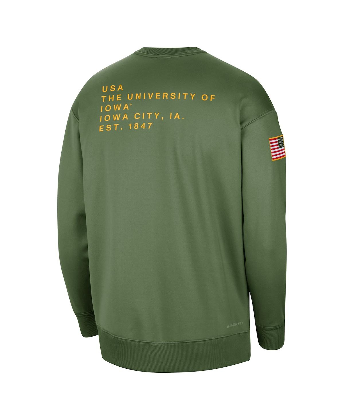 Shop Nike Women's  Olive Iowa Hawkeyes Military-inspired Collection All-time Performance Crew Pullover Swe