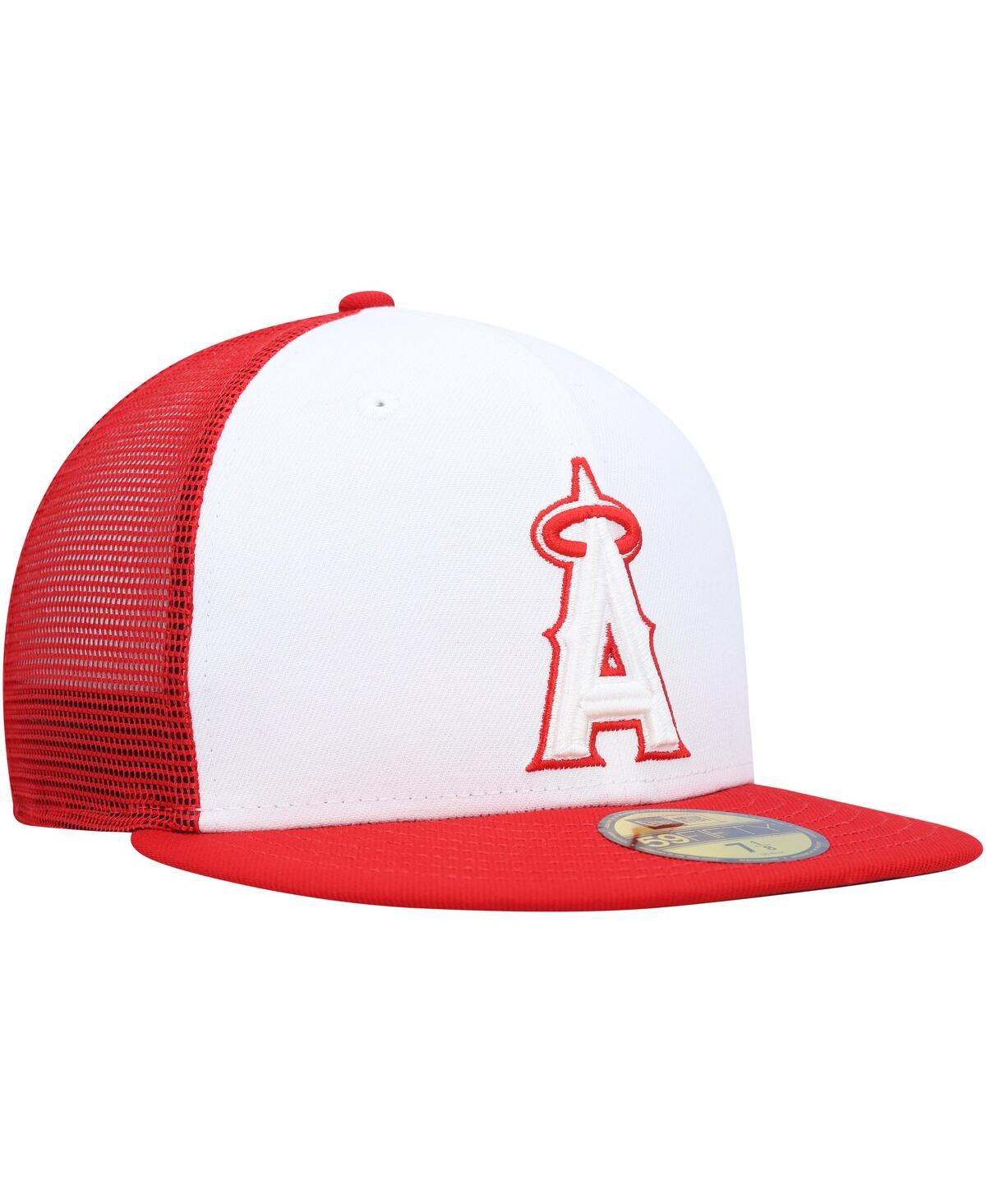 NEW ERA MEN'S NEW ERA WHITE, RED LOS ANGELES ANGELS 2023 ON-FIELD BATTING PRACTICE 59FIFTY FITTED HAT 