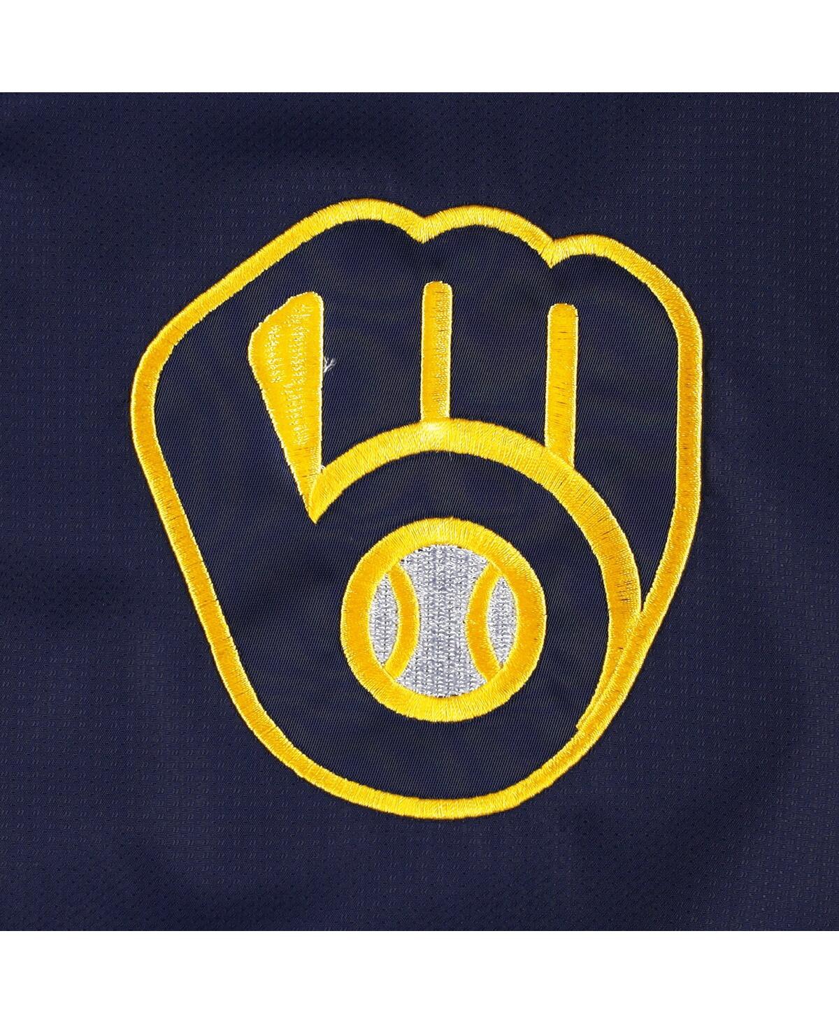 G-III SPORTS BY CARL BANKS MEN'S G-III SPORTS BY CARL BANKS NAVY AND GOLD MILWAUKEE BREWERS FAIR CATCH HALF-ZIP HOODIE 