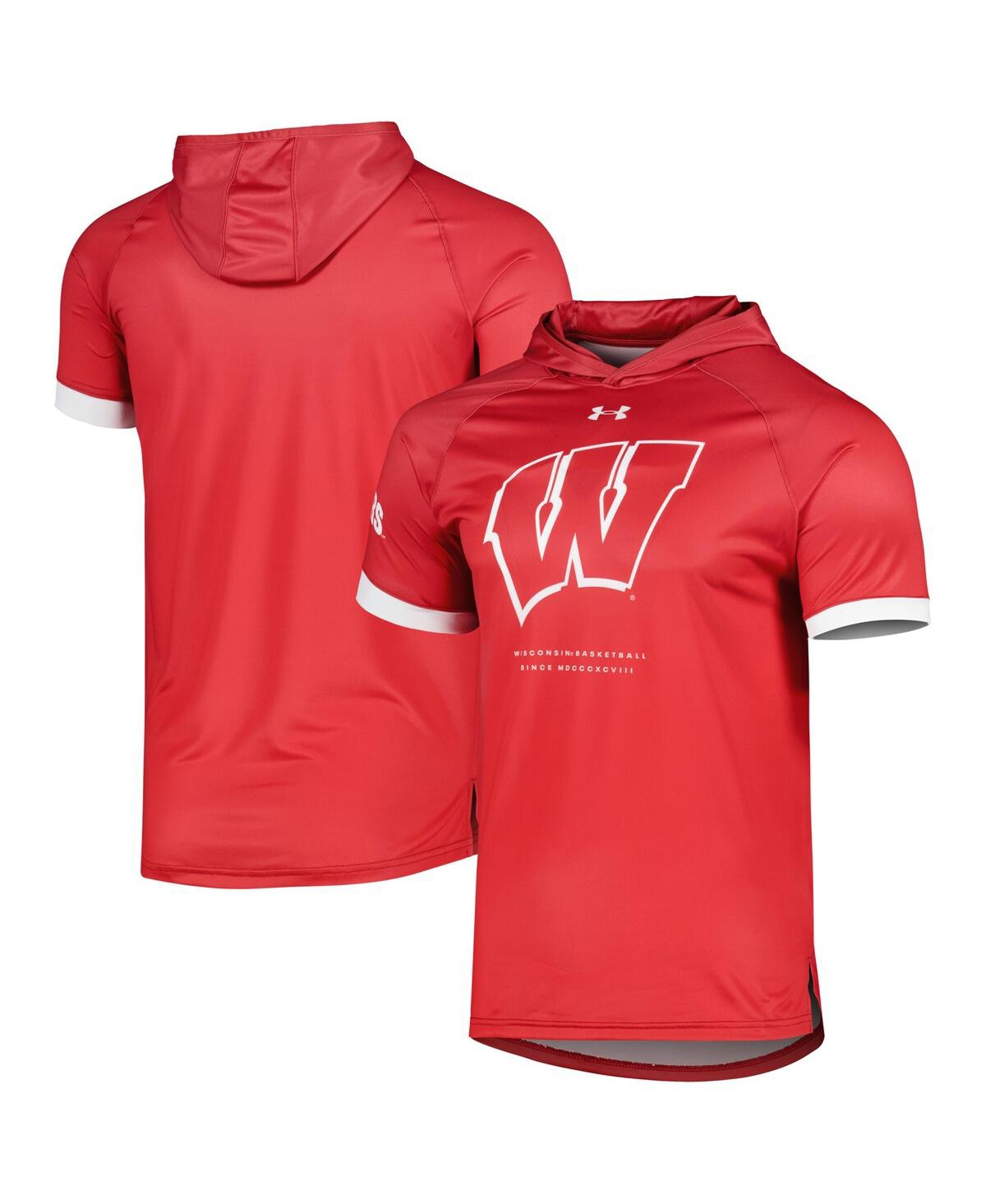 Shop Under Armour Men's  Red Wisconsin Badgers On-court Raglan Hoodie T-shirt