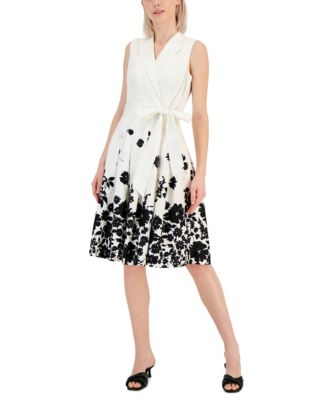Anne Klein - Women's Printed-Hem Sleeveless Shirtdress