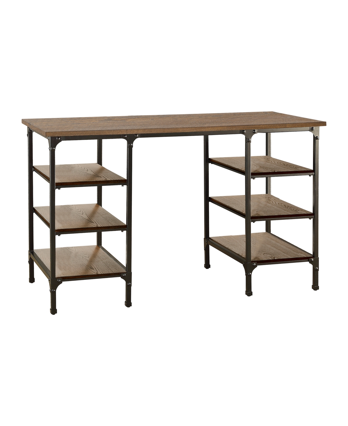 Furniture Thurmont Counter Height Writing Desk In -tone Finish- Weathered Natural And Rust
