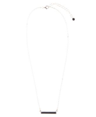 Bar None Sterling Silver and Genuine Onyx Necklace