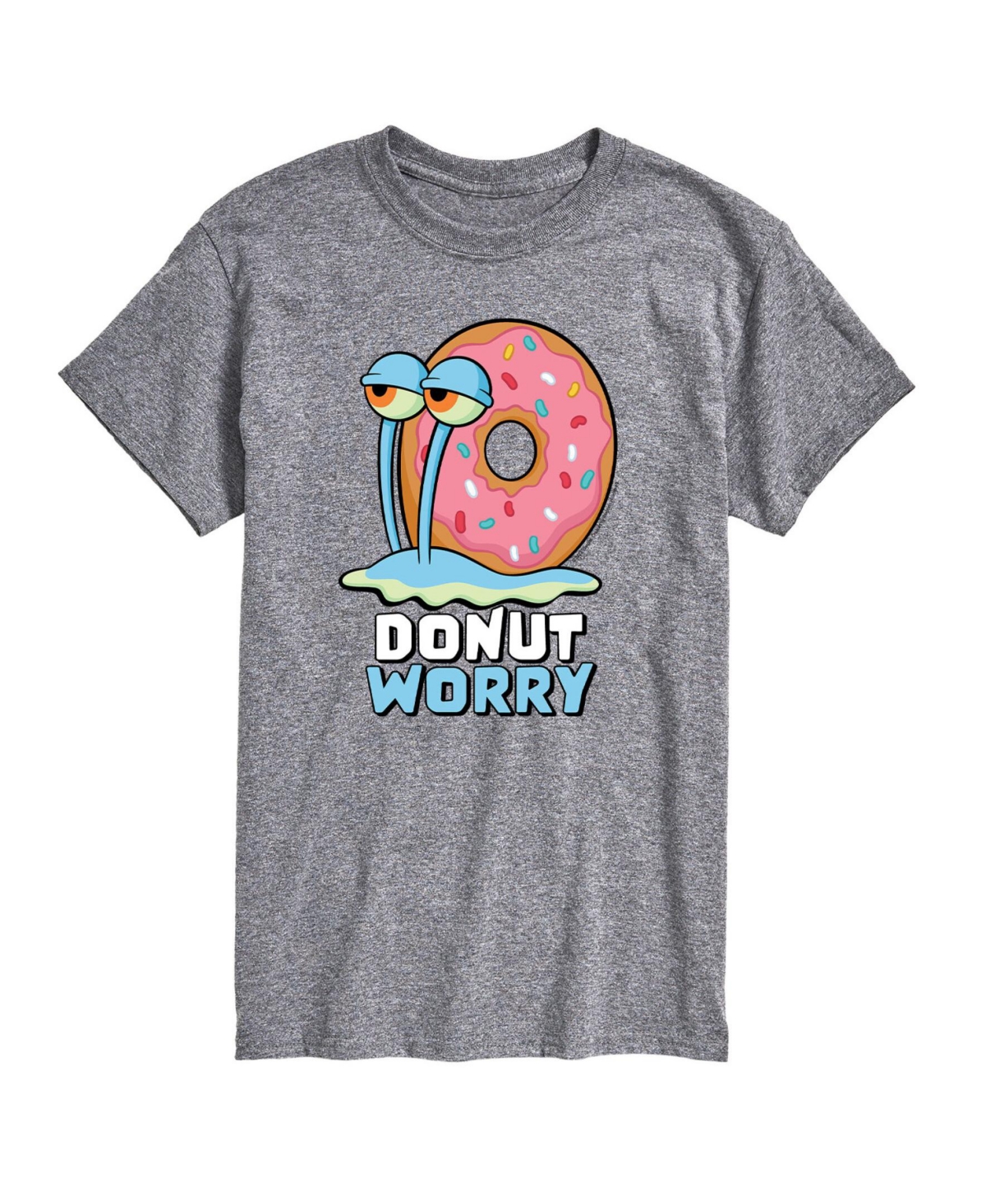 Airwaves Men's Spongebob Donut Worry Short Sleeve T-shirt In Gray