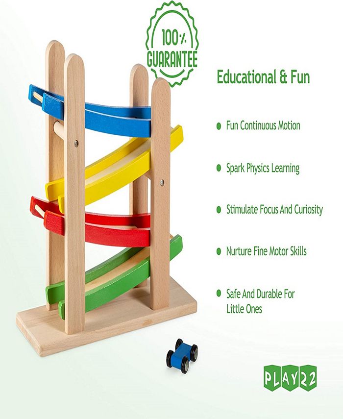 Play22 Wooden Car Ramps Race 4 Level Toy Car Ramp Macy's