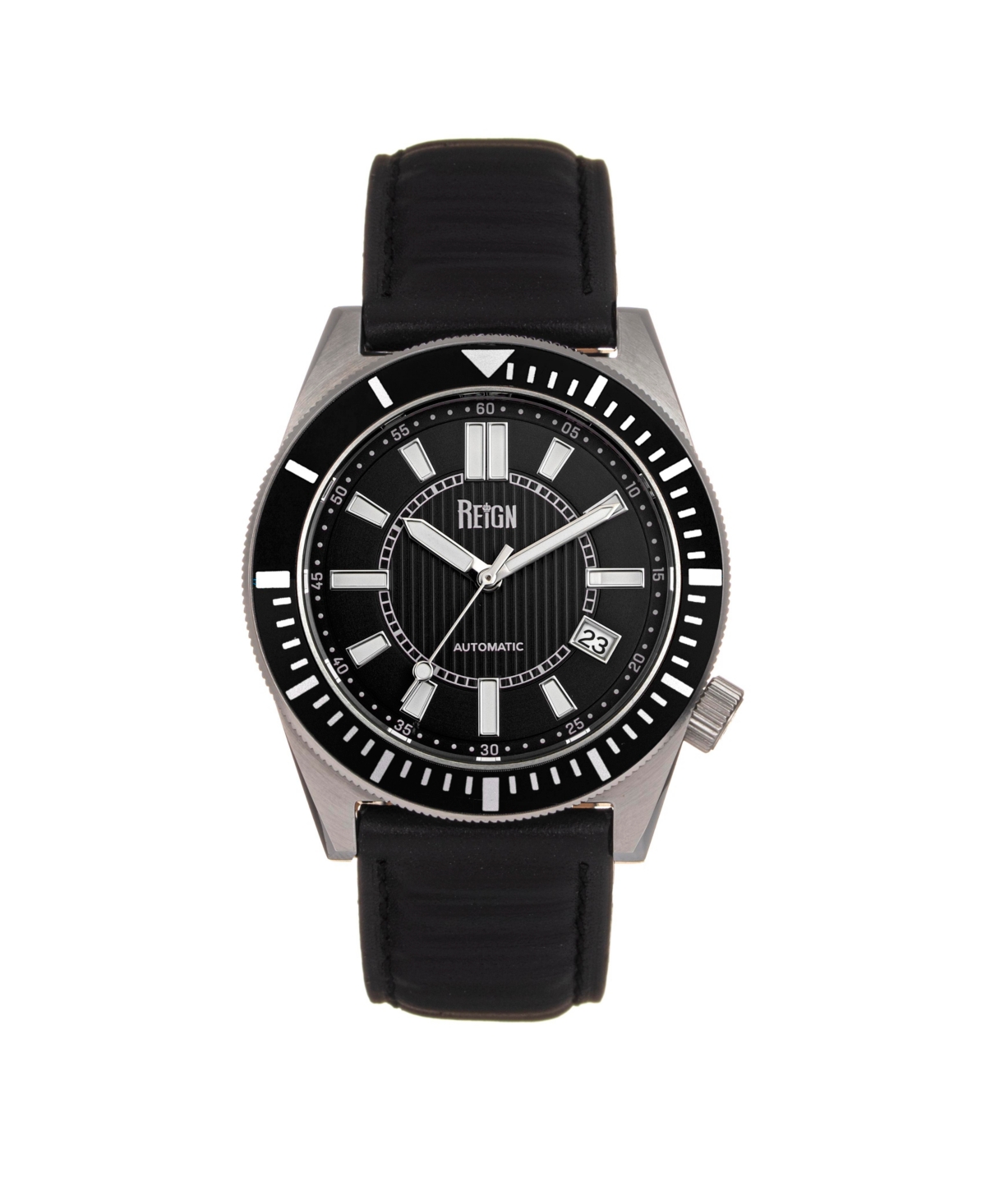 Men Francis Leather Watch - Black, 42mm - Black