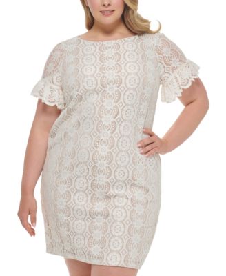 Jessica Howard Plus Size Lace Short-Sleeve Shift Dress - Macy's