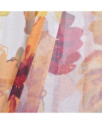 Lush Decor Leah Floral Sheer Window Curtain Panels Pair 52"W x 84"L Red & Orange - Floral Curtains for Bedroom - Sheer Curtains for Living Room