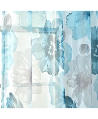 Lush Decor Leah Floral Sheer Window Curtain Panels Pair 52"W x 84"L Red & Orange - Floral Curtains for Bedroom - Sheer Curtains for Living Room