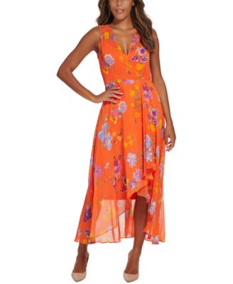 Calvin Klein Women's Printed Sleeveless Maxi Dress Purple Size Medium