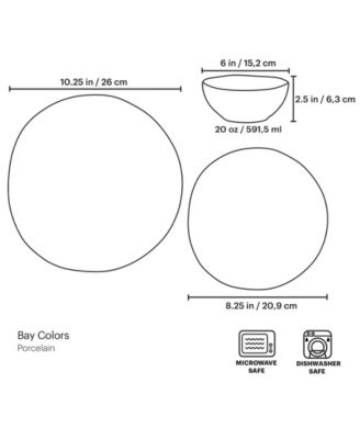 Bay Colors Solid 12 Pc. Dinnerware Set, Service for 4