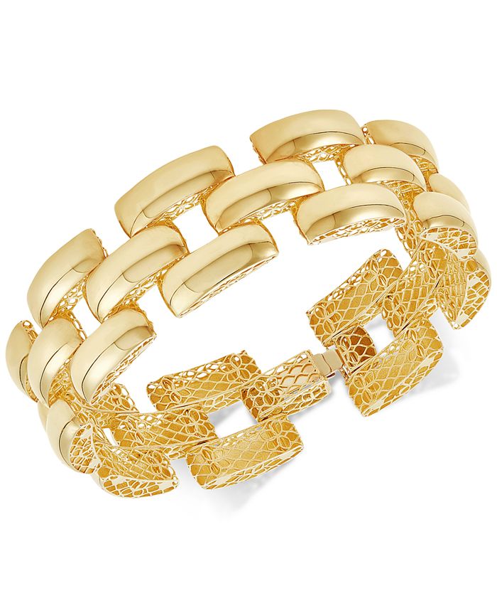Italian Gold Stampato Panther Link Bracelet in 14k Gold Macy's