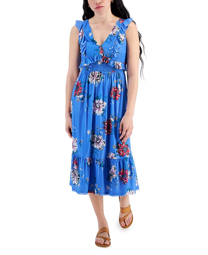 Tinsel Petite FloralPrint RuffleTrim Midi Dress & Reviews Dresses Petites Macy's