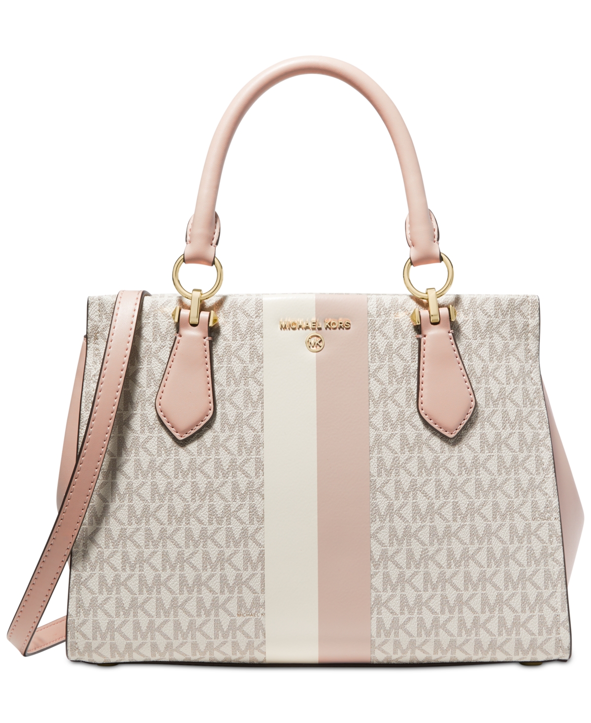 Michael Michael Kors Logo Marilyn Stripe Satchel - Soft Pink