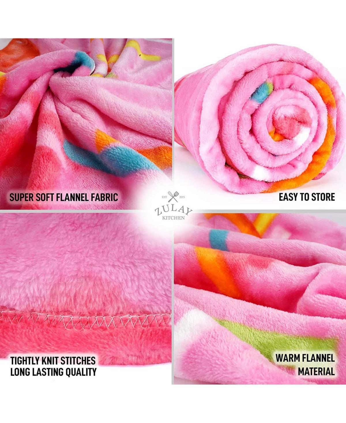 Zulay Kitchen Novelty Giant Glazed Premium Soft Round Pink Donut Blanket 60 inches