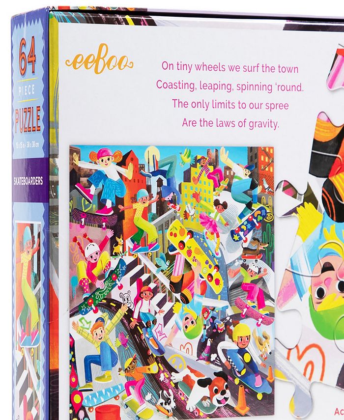 Eeboo Skateboarders 64 Piece Jigsaw Puzzle Set, Ages 5 and up Macy's