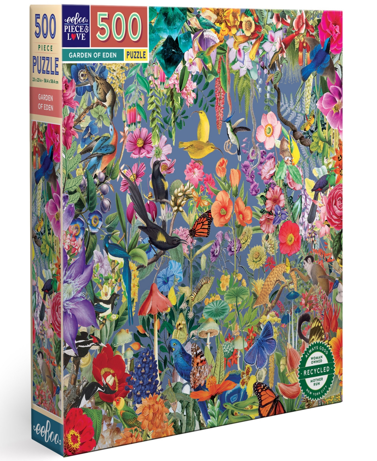 Eeboo Piece And Love Garden Of Eden 500 Piece Square Adult Jigsaw Puzzle Set, Ages 14 And Up In Multi