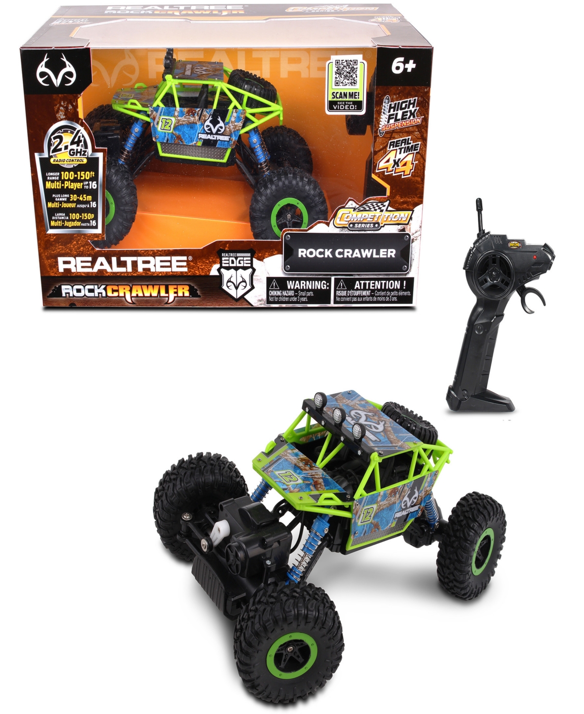 REALTREE NKOK 1:16 SCALE RC ROCK CRAWLER EDGE CAMO GREEN 2.4 GHZ RADIO CONTROL 81611, COMPETITION SERIES, REA 