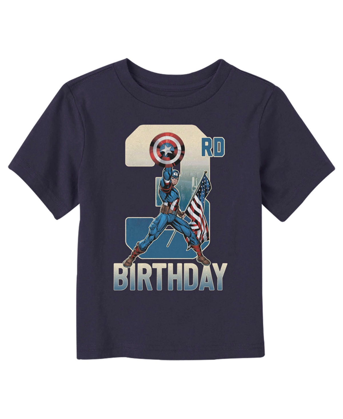 Marvel Toddler's  3rd Birthday Capitan America Unisex T-shirt In Navy Blue
