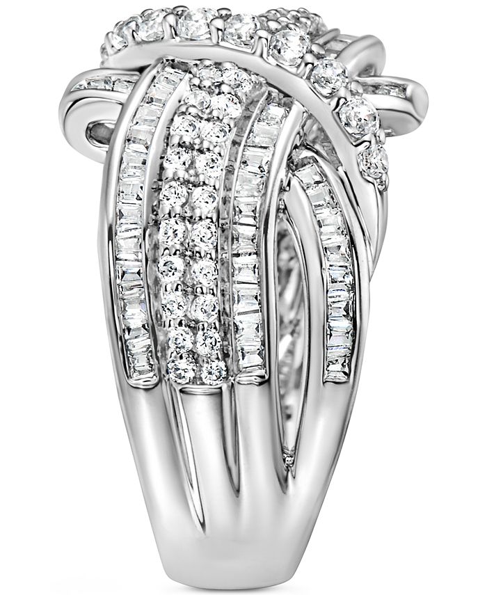Macy's Diamond Crossover Statement Ring (1 ct. t.w.) in 10k White Gold
