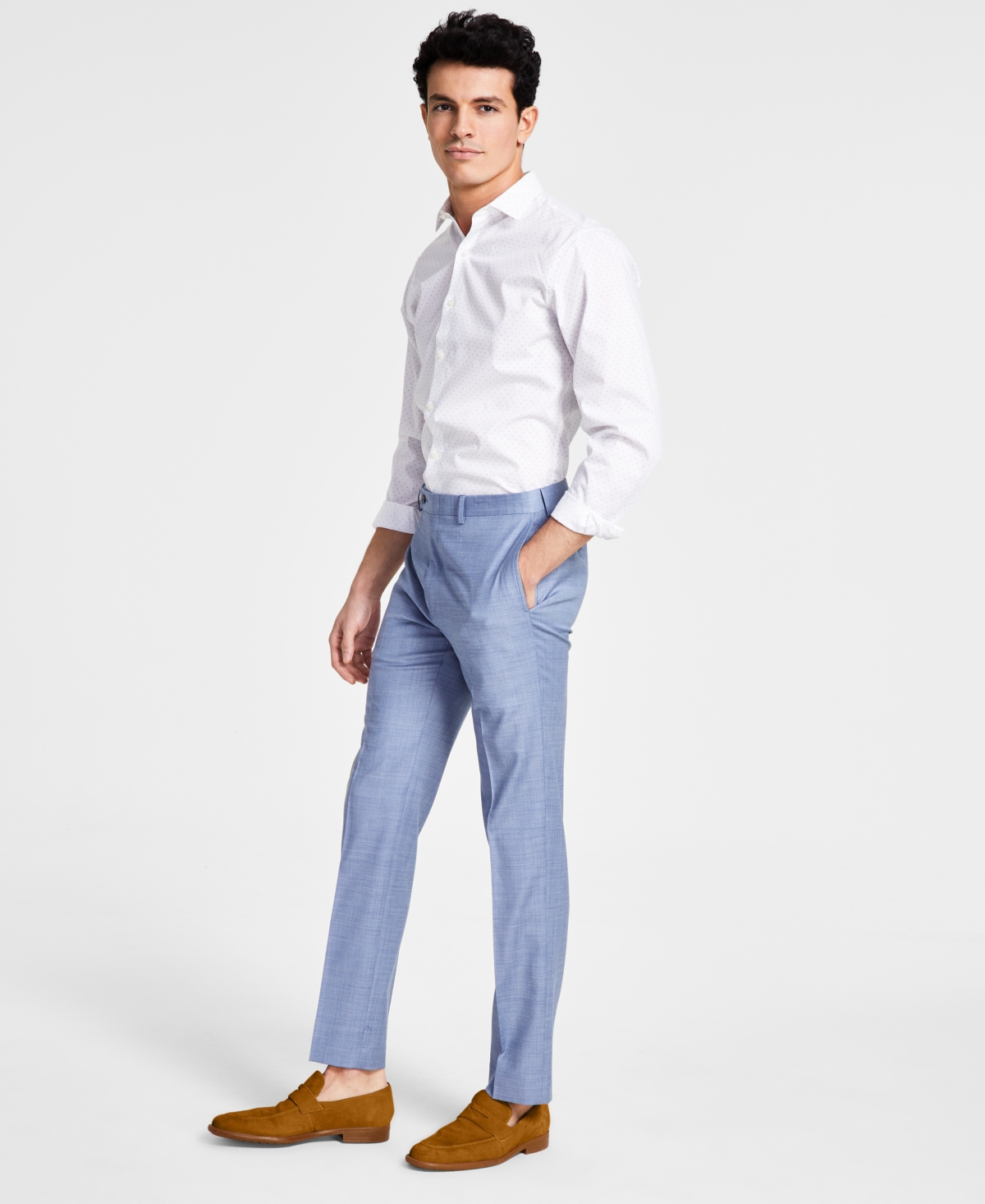 Calvin Klein Men's Slim-Fit Stretch Suit Pants - Light Blue