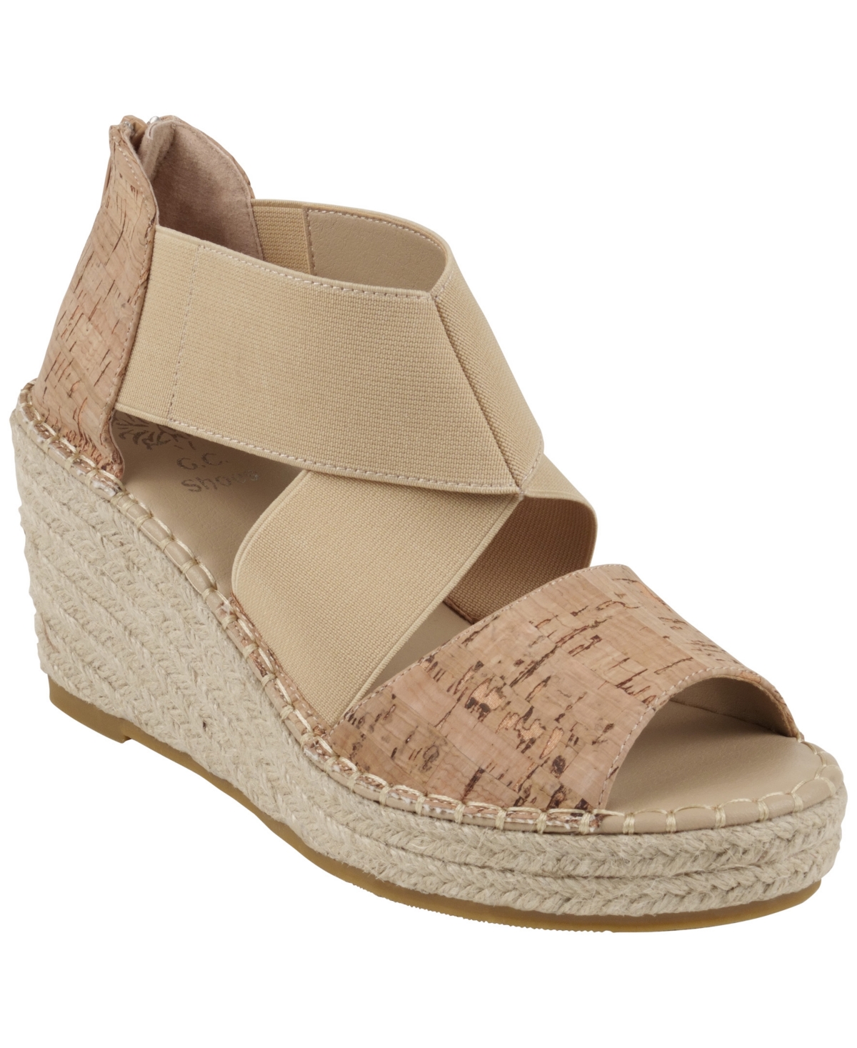 Gc Shoes Women's Tia Strappy Espadrille Wedge Sandals In Natural