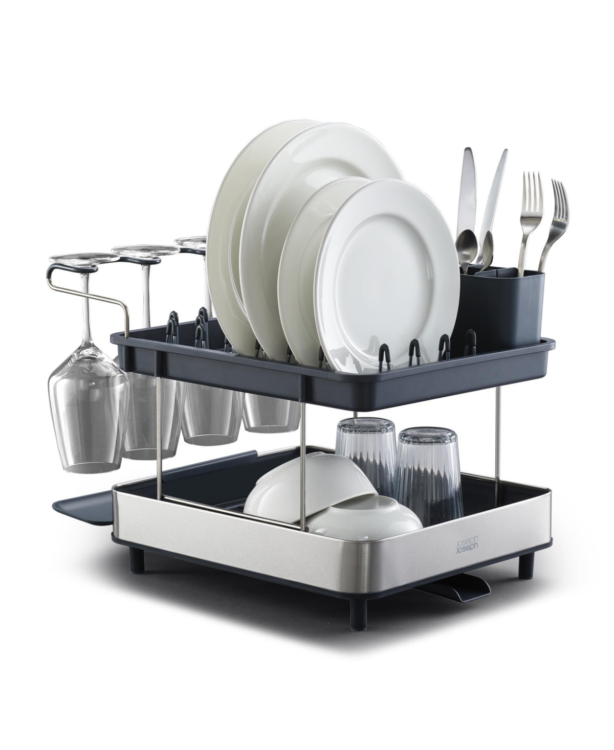 Excel Steel 2-Tier Stainless-Steel Dish Rack - Gray