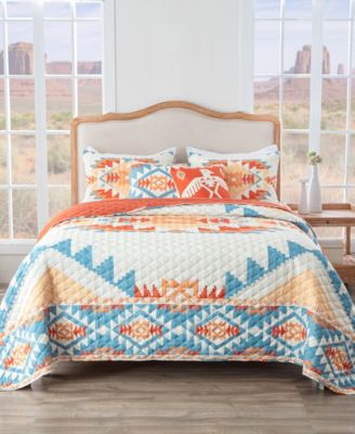 Greenland Home Fashions Horizon Southwestern Native Quilt Set Collection In Sunset