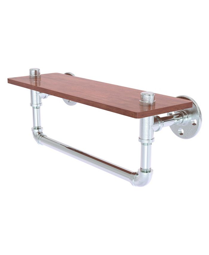 Allied Brass Washington Square Antique Bronze 16-in Solid IPE Ironwood Shelf With Integrated Towel Bar 330924964