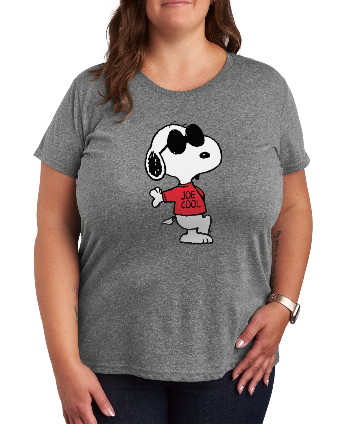 Shop Air Waves Trendy Plus Size Hybrid Apparel Trendy Peanuts Graphic T-shirt In Gray