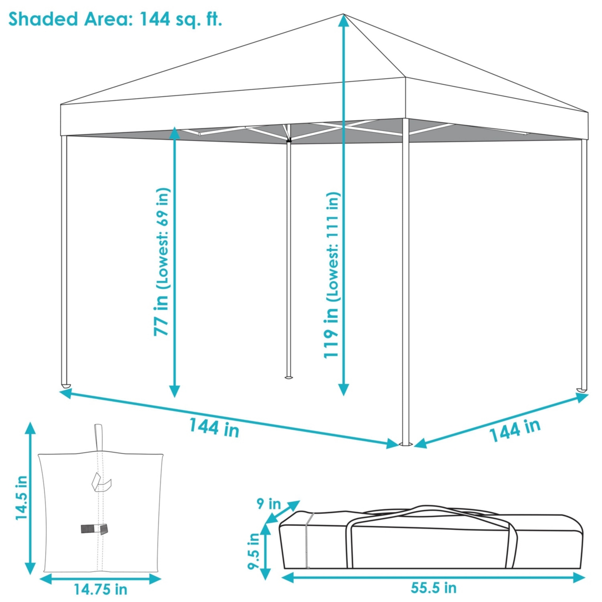 Sunnydaze Decor Standard Pop-Up Canopy with Sandbags - x - Gray
