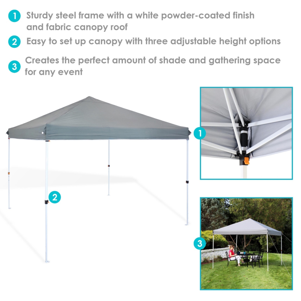 Sunnydaze Decor Standard Pop-Up Canopy with Sandbags - x - Gray