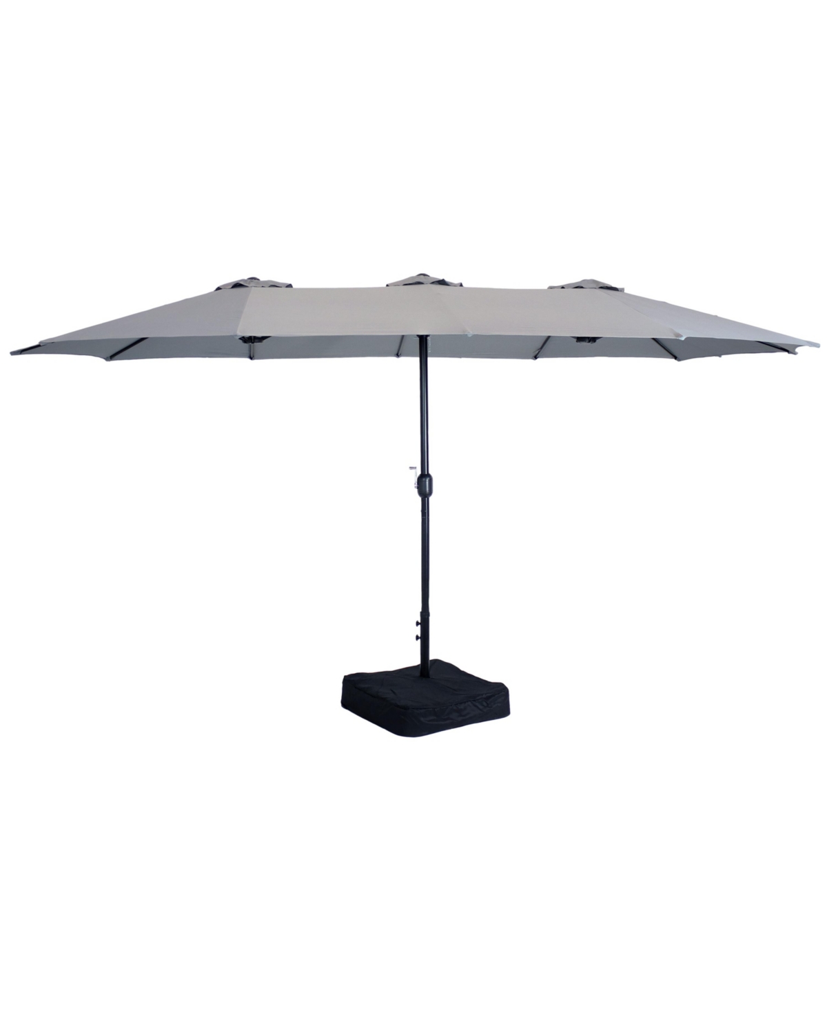 15 ft Steel Double-Sided Patio Umbrella with Sandbag Base - Gray - Grey