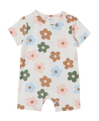 COTTON ON Baby Girls Multicolor Daisy Short Sleeved Romper - Macy's