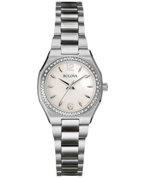 Bulova Women's Diamond Accent Stainless Steel Bracelet Watch 26mm 96R199