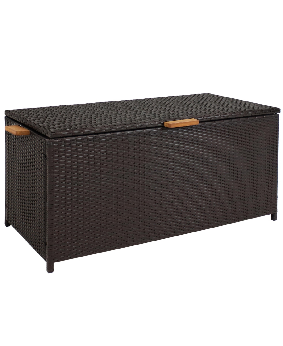 Resin Wicker Indoor/Outdoor Storage Deck Box with Handles - Brown - Brown
