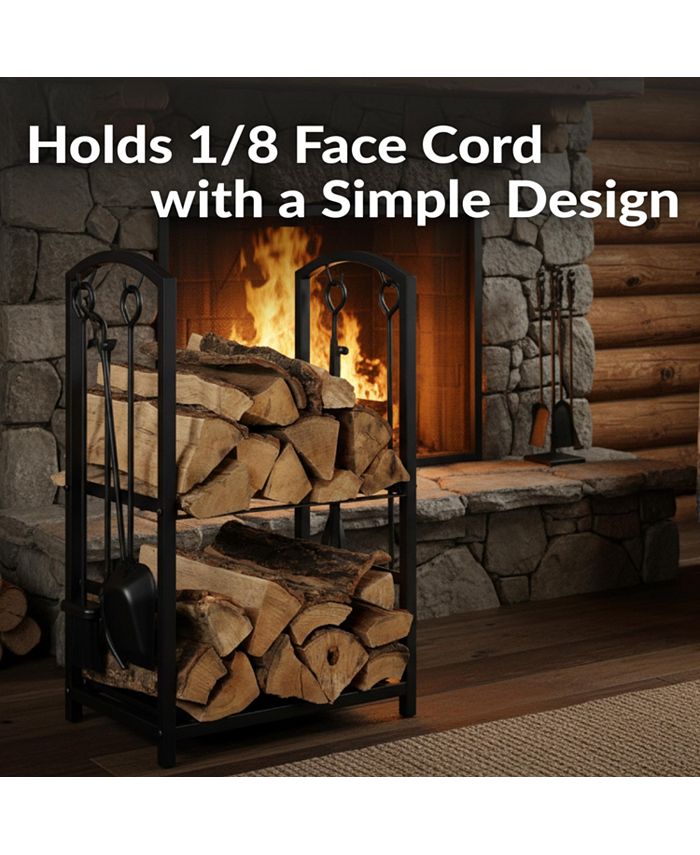 Sunnydaze Decor 4Piece Steel Firewood Log Rack with Fireplace Tools Macy's