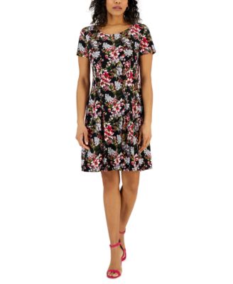 Connected - Women's Printed Round-Neck Short-Sleeve Dress