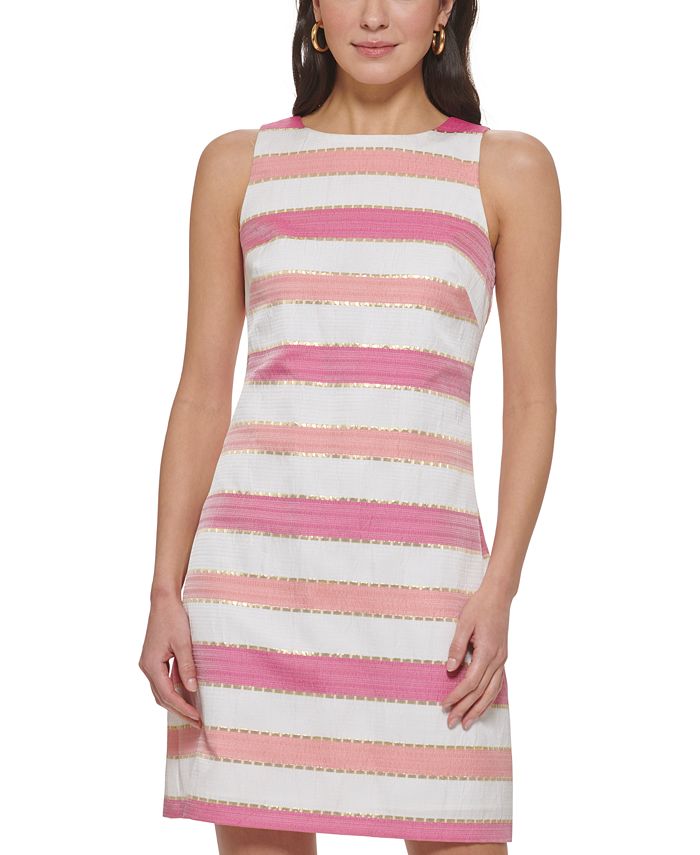 Vince Camuto Petite JewelNeck Sleeveless Jacquard Dress Macy's