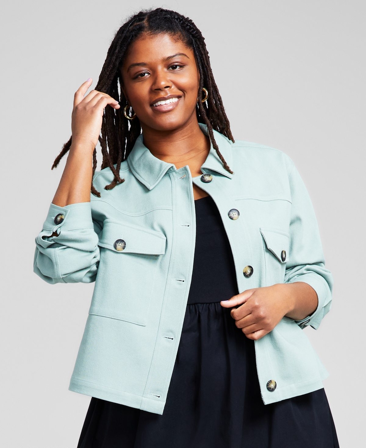 And Now This Trendy Plus Size Cropped Shacket In Oregano