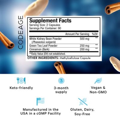 Keto Carb, White Kidney Bean, Green Tea & Cinnamon Bark Supplement, Triple Action Keto Cheat Pills, Ketogenic, Low Carb Diet Sugar, 3 Months Supply, Non-GMO, Gluten-Free, 180 Capsules